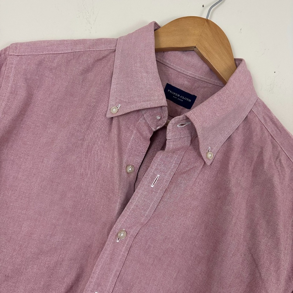 Proper Cloth Dress Shirt Red OCBD Oxford Cotton Button Down Mens 16.5